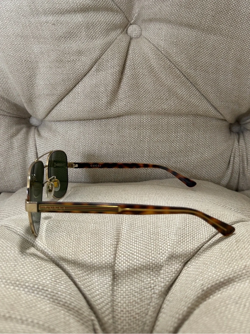 🐍Authentic GUCCI Green Havana Tortoise Pilot Aviator Sunglasses GG0528S